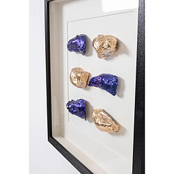 Avis Pegane Tableau vitrine à huîtres coloris bleu, doré avec cadre en bois noir - Longueur 50 x Profondeur 5 x Hauteur 50 cm