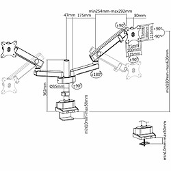 Support de table d'écran V7 DMPRO2DTA-3N Noir