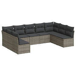 Maison Chic Salon de jardin 9 pcs avec coussins | Ensemble de Table et chaises | Mobilier d'Extérieur gris résine tressée -GKD28890