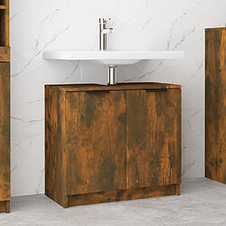 Maison Chic Armoire de bain,Meuble de rangement de salle de bain,Meuble haut Chêne fumé 64,5x33,5x59 cm Bois d'ingénierie -GKD880304