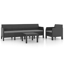 Maison Chic Salon de jardin 3 pcs + coussins - Mobilier/Meubles de jardin - Table et chaises d'extérieur PP Rotin Anthracite -MN33659