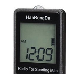 Acheter Universal Radio Hanrongda Radio FM/AM Récepteur radio portable Écran LCD Bouton de verrouillage Poche radio avec casque Podomètre sport