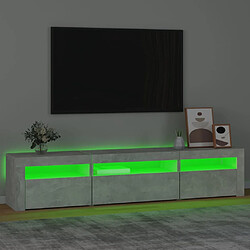 Avis vidaXL Meuble TV avec lumières LED Gris béton 195x35x40 cm