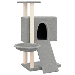 Helloshop26 Arbre à chat meuble tour grimper jouet grattage grattoir escalade plateforme avec griffoirs en sisal clair 96 cm gris 02_0022631