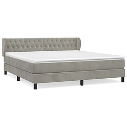 vidaXL Sommier à lattes de lit et matelas Gris clair 160x200cm Velours