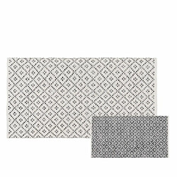 BigBuy Home Tapis Blanc Gris 70 % coton 30 % Polyester 80 x 150 cm