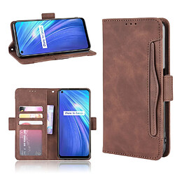 Etui en PU avec support et plusieurs porte-cartes marron pour votre Realme 6