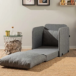 Hanah Home Fauteuil convertible en tissu Saga gris clair.