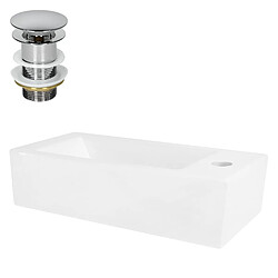 Vasque avec vidage sans trop-plein 46x26,5x11 cm Blanc en céramique ML-Design