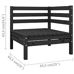 Acheter vidaXL Canapé d'angle de jardin noir bois de pin massif