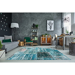 HOMEMANIA Tapis Imprimé Blue Lines 1 - Résumé - Décoration de Maison - antidérapants - Pour Salon, séjour, chambre à coucher - Multicolore en Polyester, Coton, 60 x 100 cm