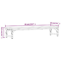 vidaXL Support de moniteur chêne fumé 85x23x15,5 cm bois d'ingénierie pas cher