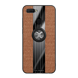 Wewoo Coque Souple Pour OPPO A7X / F9 XINLI tissu de couture Antichoc TPU Housse de protection avec support d'anneau Brown