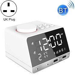 Wewoo K11 Bluetooth réveil haut-parleur Creative Digital Music Clock Display Radio avec double interface USB, support U disque / carte TF / FM / AUX, UK Plug (Blanc)