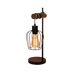 NETTLIFE Lampe de table rétro 1 flamme lampe de chevet vintage en métal et bois - noir - douille : E27 - interrupteur inclus - ampoules non comprises