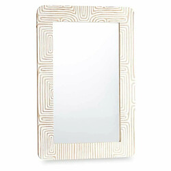 Gift Decor Miroir mural Blanc Marron Bois de manguier Courbe 90 x 60 x 2 cm