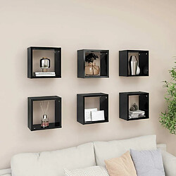 Maison Chic Lot de 6 Étagères cube murales,Etagère de rangement flottantes Noir brillant 26x15x26 cm -MN70308