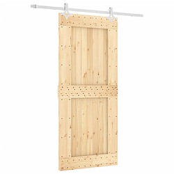 vidaXL Porte coulissante et kit de quincaillerie 90x210 cm pin massif