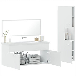 Avis vidaXL Ensemble de meubles salle de bain 3 pcs blanc bois d'ingénierie