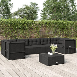 Maison Chic Salon de jardin 7 pcs + coussins - Mobilier/Meubles de jardin - Table et chaises d'extérieur Noir Résine tressée -MN12421