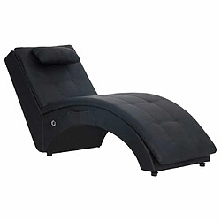 Maison Chic Chaise longue de massage avec oreiller| Bain de soleil Relax | Transat Noir Similicuir -GKD24637