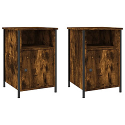 Maison Chic Lot de 2 Tables de chevet - Tables de Nuit chêne fumé 40x42x60 cm bois d'ingénierie