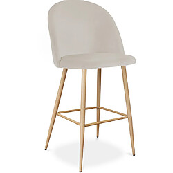 ICONIK INTERIOR Tabouret tapissé en velours - Design scandinave - Evelyne Beige