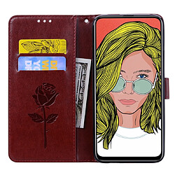 Acheter Wewoo Housse Coque Étui en cuir PU à rabat horizontal relief rose pour Huawei P Smart Zavec support et fentes cartes et portefeuille marron