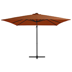 Maison Chic Parasol Jardin | Parasol déporté avec lumières LED Terre cuite 250x250 cm - GKD21023