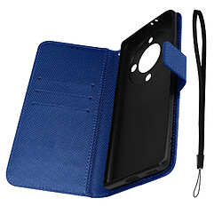 Avizar Étui Folio pour Honor Magic 5 Lite 5G Effet Croisillons avec Dragonne bleu