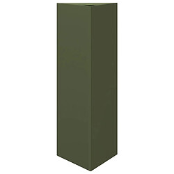 Acheter vidaXL Jardinières 2 pcs vert olive triangulaire 30x26x75 cm acier