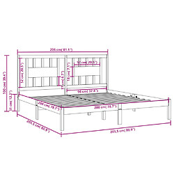 vidaXL Cadre de lit sans matelas blanc bois massif 200x200 cm pas cher