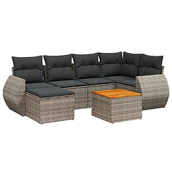 Maison Chic Salon de jardin avec coussins 7 pcs | Ensemble de Table et chaises | Mobilier d'Extérieur gris résine tressée -GKD12897