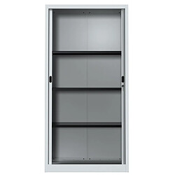 Acheter Pierre HENRY Armoire de bureau portes à rideaux 3 étagères gris clair.