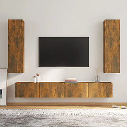 vidaXL Ensemble de meubles TV 4 pcs Chêne fumé Bois d'ingénierie