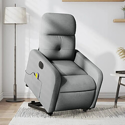 Maison Chic Fauteuil Relax pour salon, Fauteuil inclinable de massage électrique Gris clair Tissu -GKD44384