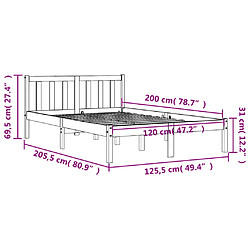 Vidaxl Cadre de lit cire marron 120x200 cm bois de pin massif pas cher