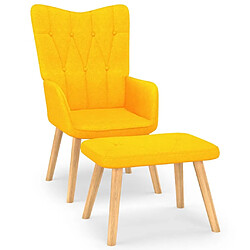 Maison Chic Chaise de relaxation | Fauteuil relax avec tabouret Jaune moutarde Tissu -GKD73649