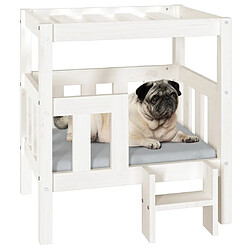 Avis vidaXL Lit pour chien Blanc 65,5x43x70 cm Bois de pin solide