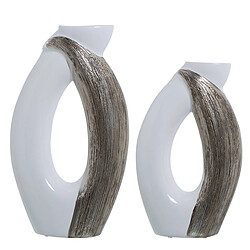 Ensemble de 2 Vases Alexandra House Living Blanc Argenté Céramique 24 x 9 x 40 cm 27 x 9 x 47 cm