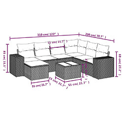 Avis Maison Chic Ensemble Tables et chaises d'extérieur 8 pcs avec coussins,Salon de jardin gris résine tressée -GKD399237