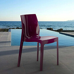 Chaise Salle à Manger bar Ice Grand Soleil en polypropylène empilable, Couleur: Pourpre