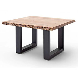 Pegane Table basse en bois d'acacia massif naturel et acier anthracite - L.75 x H.45 x P.75 cm