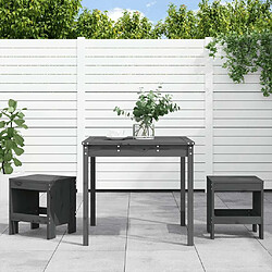 Maison Chic Table de bistro et chaises d'extérieur 3 pcs,Ensemble de bistro de jardin pour relax gris bois de pin massif -GKD875394