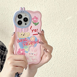 GUPBOO Étui pour iPhone13ProMax Peinture à l'huile amour ours lapin mignon étui pour téléphone portable fille