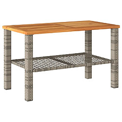 Maison Chic Table de jardin | Table d'extérieur gris 70x38x42 cm résine tressée et bois acacia -GKD61469