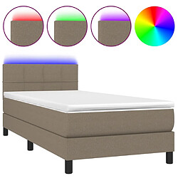 Sommier à lattes LED,Cadre à lattes de lit avec matelas pour Adulte Taupe 100x200 cm Tissu -MN50638