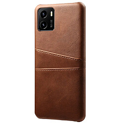 Coque en TPU + PU anti-griffes avec porte-cartes, marron pour votre Vivo Y15s