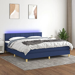 Sommier à lattes LED,Cadre à lattes de lit avec matelas pour Adulte Bleu 160x200 cm Tissu -MN88061