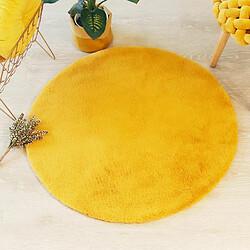 Avis Tapis Rond Imitation Fourrure Doucea 80cm Ocre